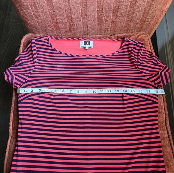Laundry By Design Red & Navy Striped Short Sleeve Shift Dress Sz. S - Picture 7 of 10